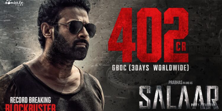 3 ದಿನಕ್ಕೆʻಸಲಾರ್‌ʼ 400 ಕೋಟಿ ಗಳಿಕೆ… 1000 ಕೋಟಿ ಬಾಕ್ಸ್‌ ಆಫೀಸ್‌ ಟಾರ್ಗೆಟ್‌!