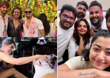 ಸಮುದ್ರ ತೀರದಲ್ಲಿ `ಸ್ವೀಟಿ’ ಬಣ್ಣದೋಕುಳಿ- ತಾರೆಯರ ಮನೆಯಲ್ಲೆಲ್ಲ ಹೋಳಿಯ ರಂಗು